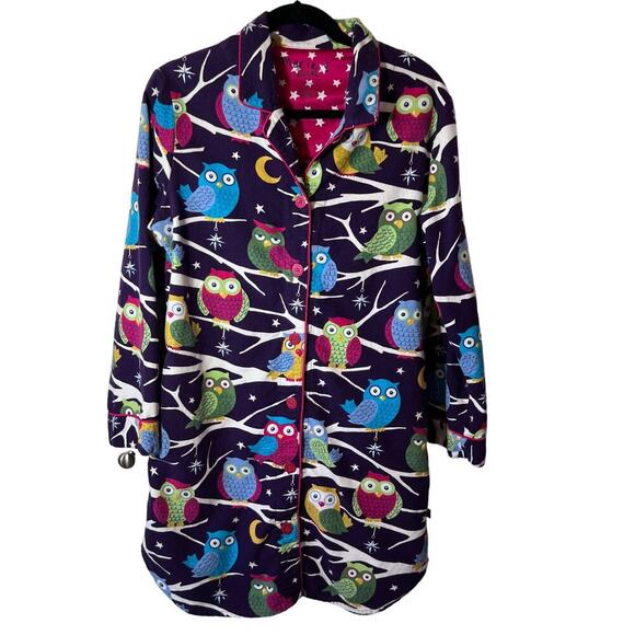Nick & NoraPurple Women'sOwl Print Pajama Sleepshirt Cotton Nightgown